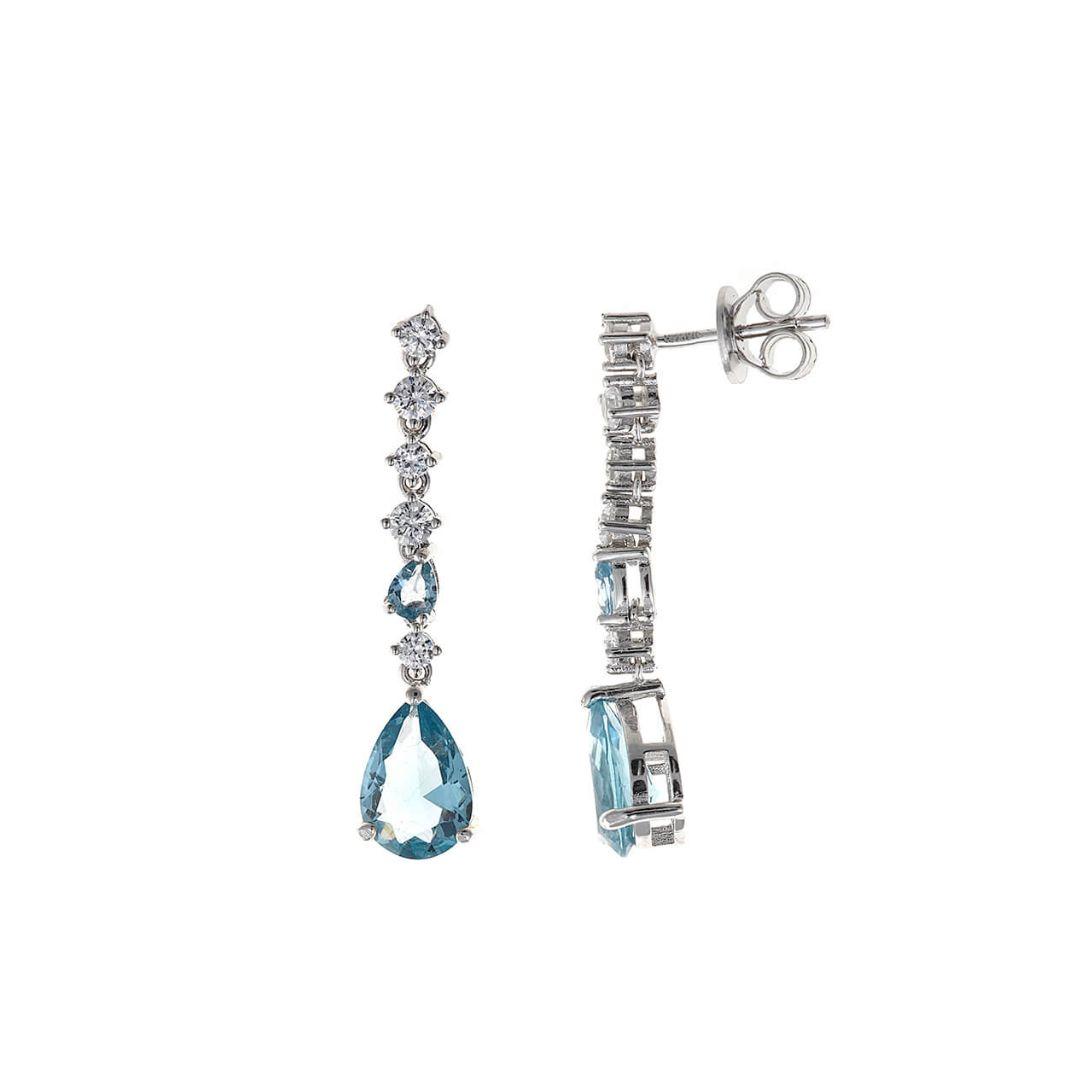 Pendientes para invitada de plata con cristal