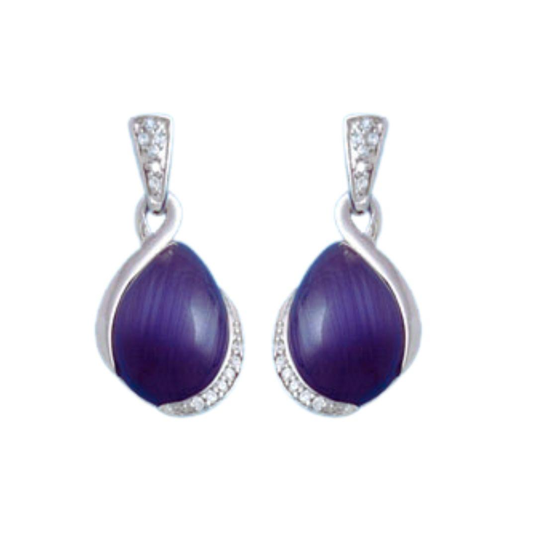 Pendientes colgantes de plata y piedra azul