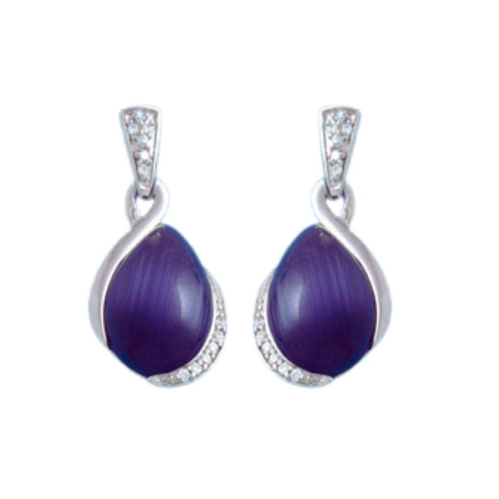 Pendientes colgantes de plata y piedra azul