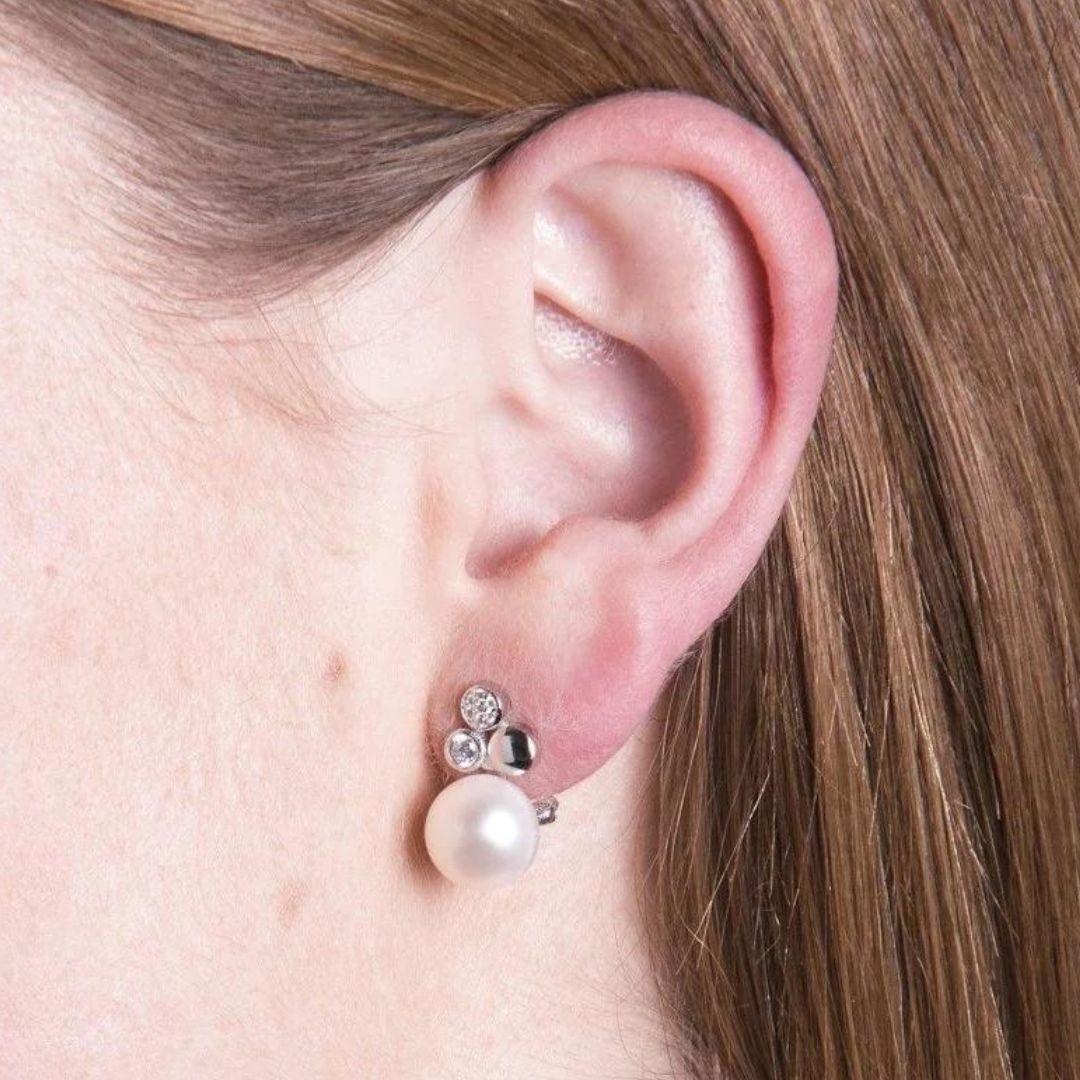 Pendientes Tu y Yo de Plata 925 con Perla Barroca y Circonitas
