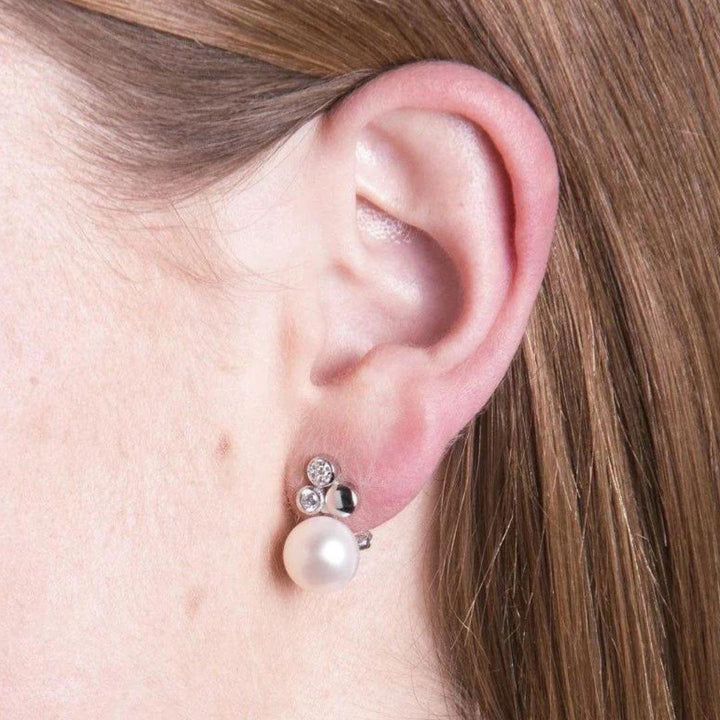 Pendientes Tu y Yo de Plata 925 con Perla Barroca y Circonitas
