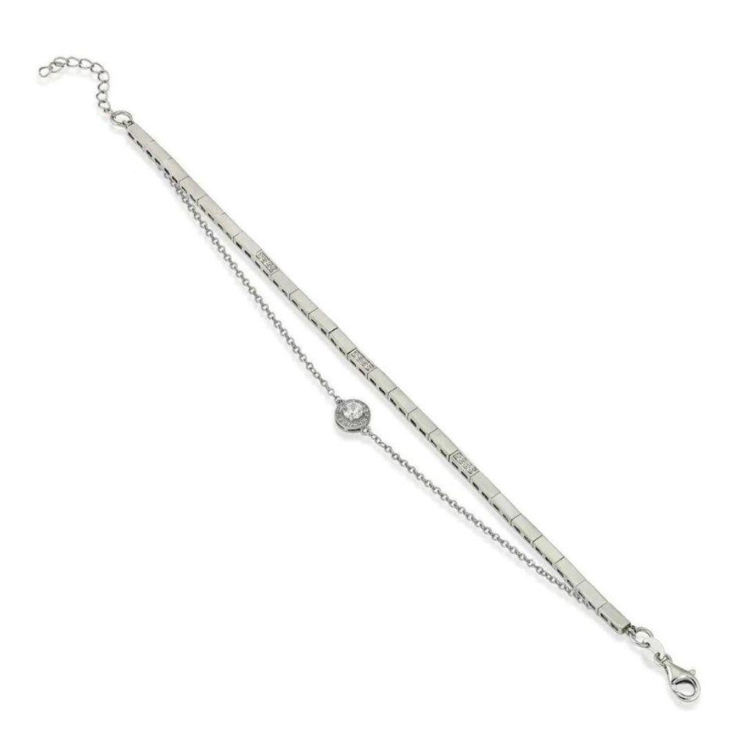 Elegante pulsera de plata doble con circonita un regalo único