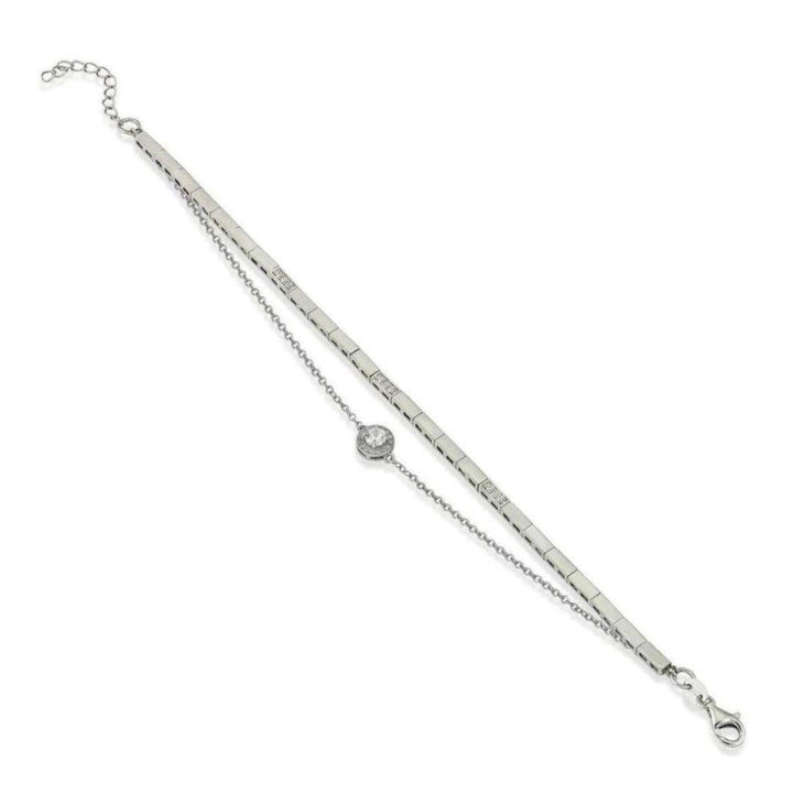 Elegante pulsera de plata doble con circonita un regalo único