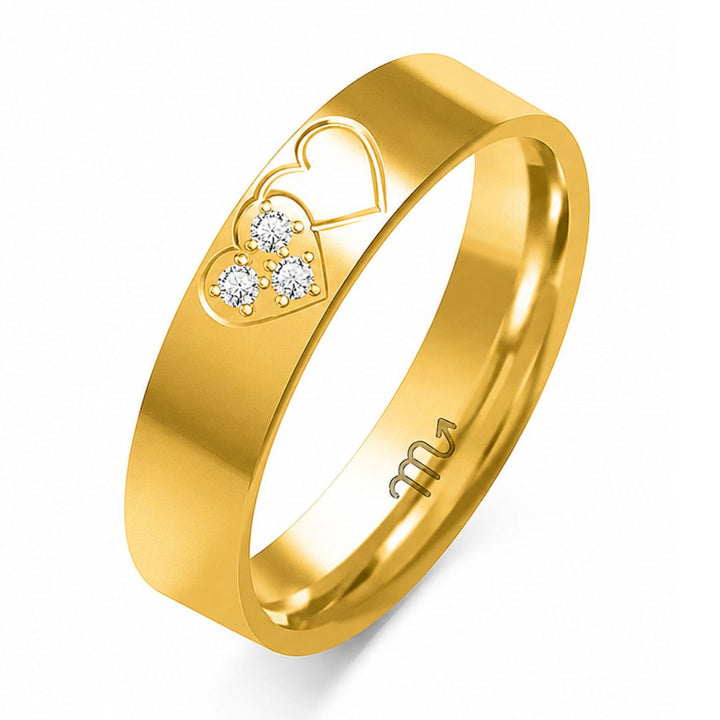 Alianza de Oro con Corazón y Circonitas 5 mm – Modelo O-176
