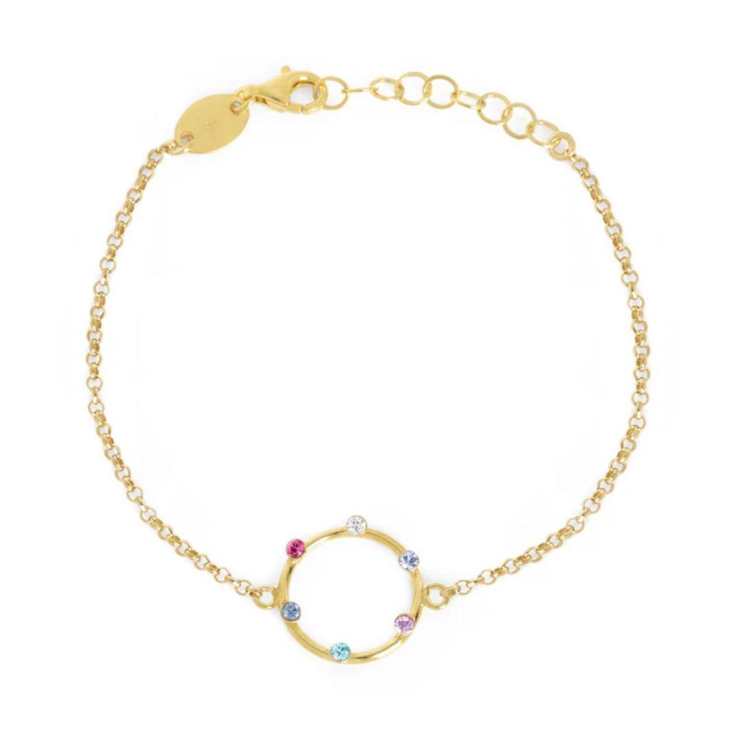 Pulsera Iris Círculo Multicolor en Plata de Ley bañada en Oro · Victoria Cruz