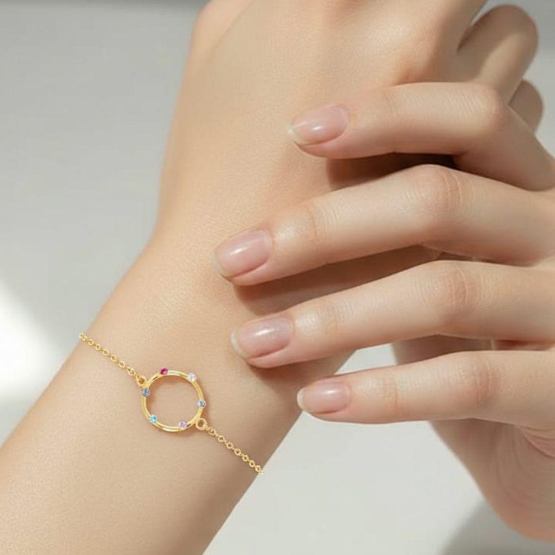 Pulsera Iris Círculo Multicolor en Plata de Ley bañada en Oro · Victoria Cruz