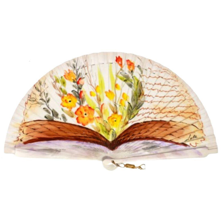 Abanico Artesanal Flores sobre Libro Abierto – Aire Distinto