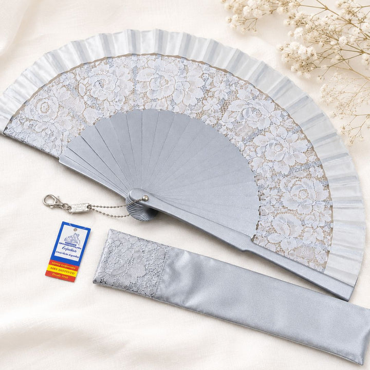 Abanico Plata con Encaje para Ceremonia Aire Distinto