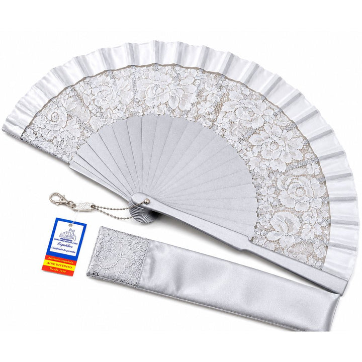 Abanico Plata con Encaje para Ceremonia Aire Distinto