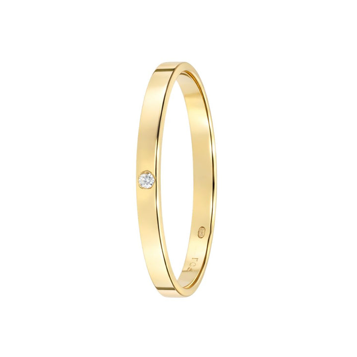 Alianza Minimalista de Oro 18K con Circonita – 2 mm