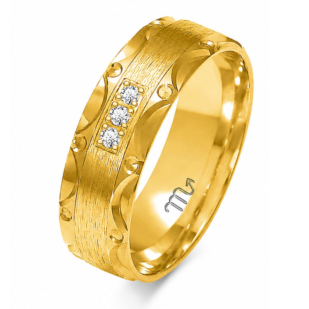 Alianza de Boda de Oro Amarillo 5 mm con Diamantes de Laboratorio – Modelo A-230