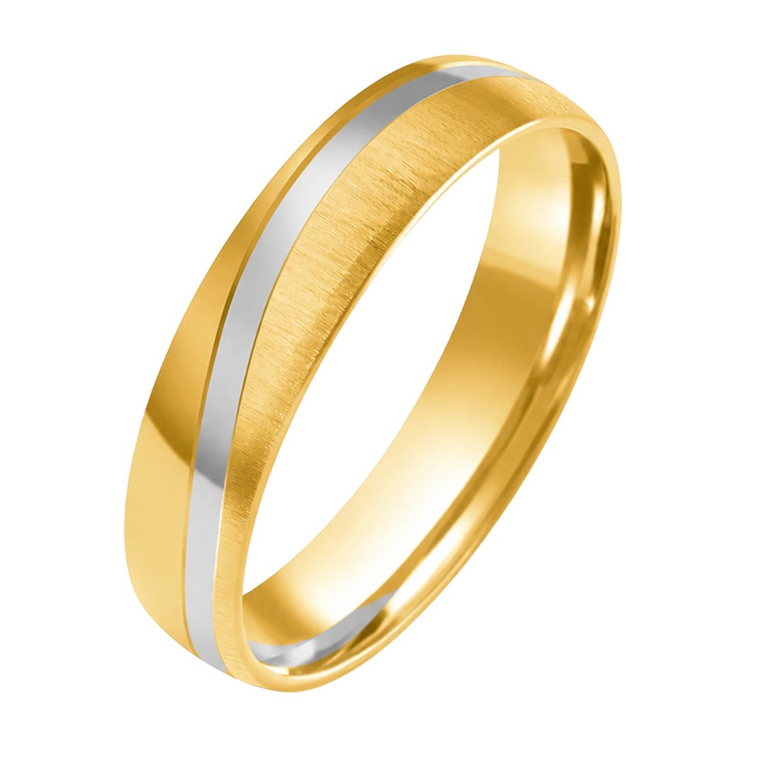 Alianza de Boda Bicolor de Oro Satinado 5 mm - Modelo OE-402