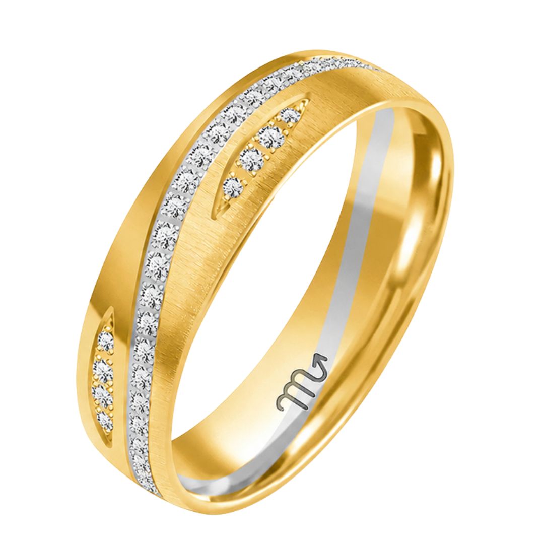 Alianza de Boda Bicolor de Oro con Diamantes de Laboratorio 5 mm - Modelo OE-402