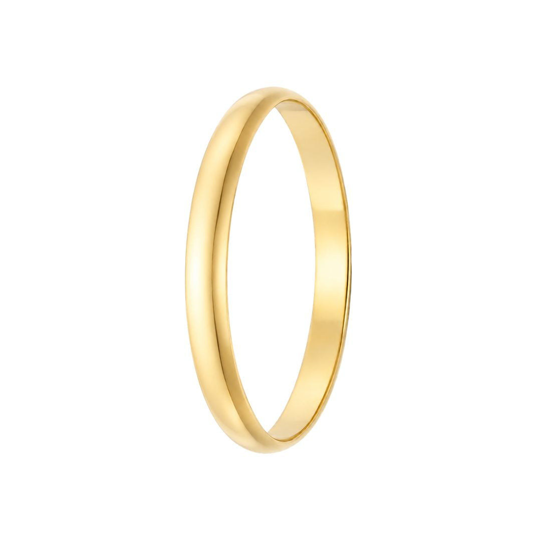 Alianza de Boda Lisa de Oro Amarillo 18K Media Caña · 2,5 mm