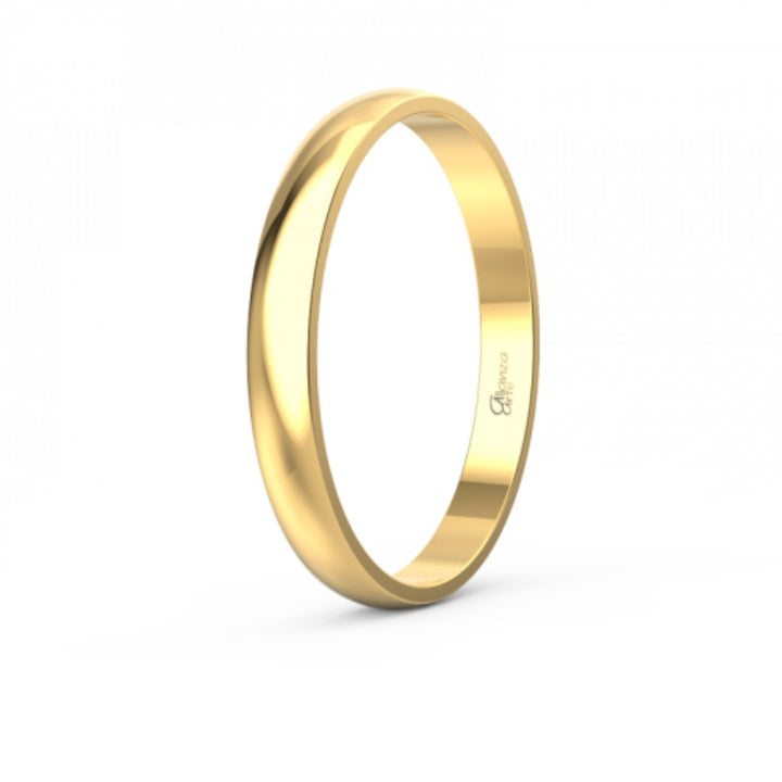 Alianza de Boda Media Caña Clásica de Oro 18k 2,5 mm Grosor 1.15 mm