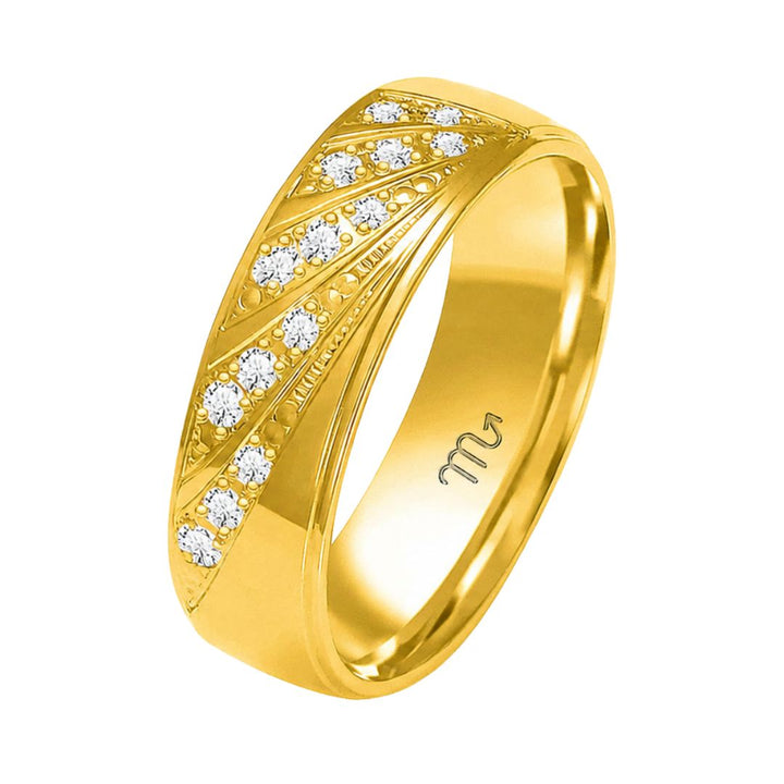 Alianza de Boda Moderna de Oro con Diamantes de Laboratorio - Modelo B-209