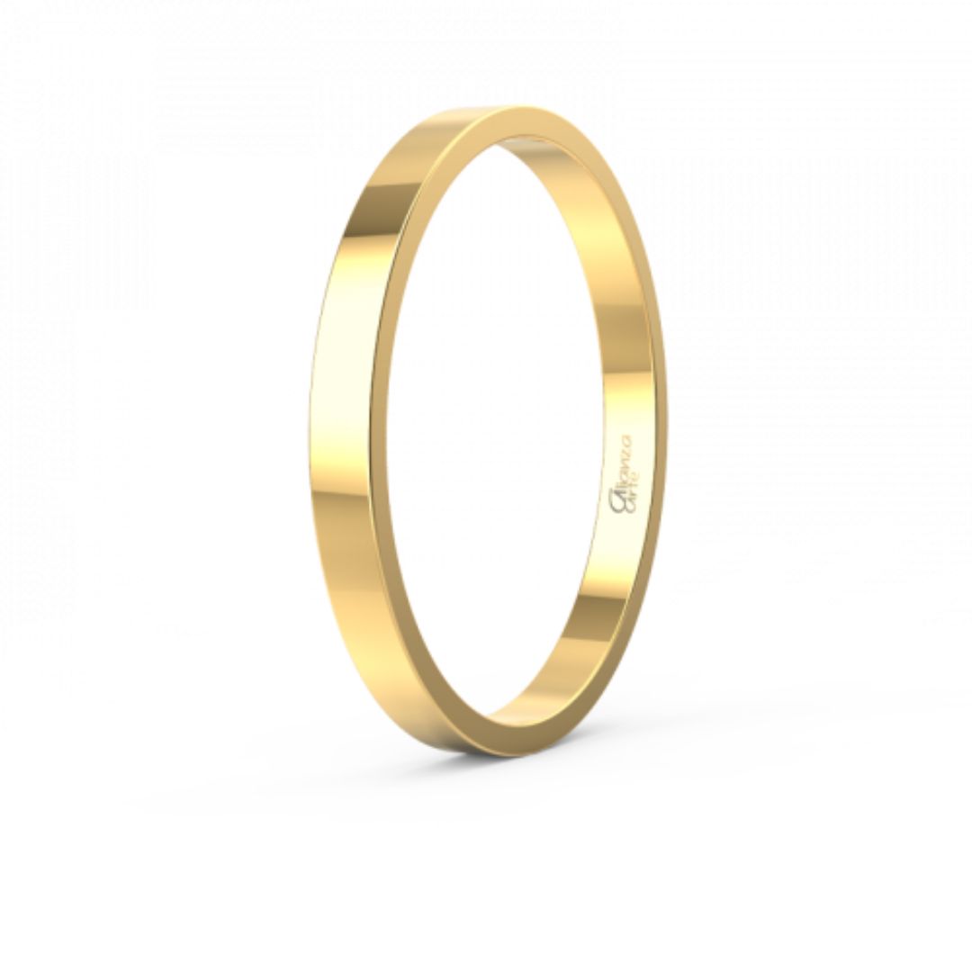 Alianza de Boda Plana Clásica de Oro 9k 2 mm