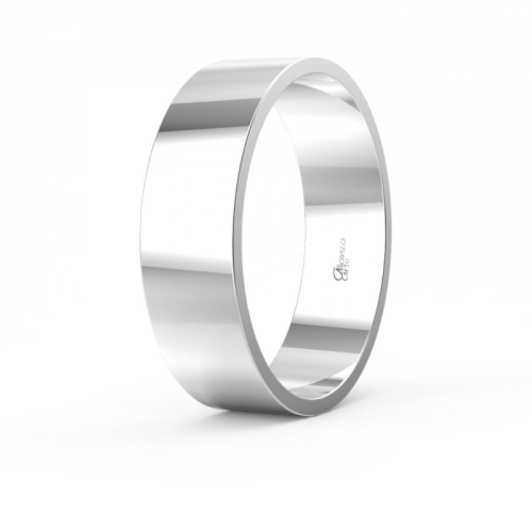 Alianza de Boda Plana Clásica de Oro 14k Blanco 5.5 mm