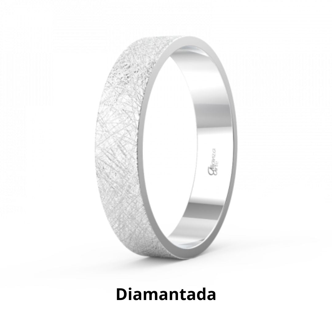 Alianza de Boda Plana Clásica de Oro 18k Blanco 6 mm