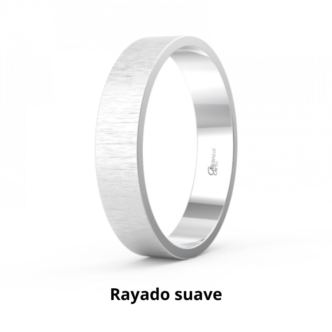 Alianza de Boda Plana Clásica de Oro 18k Blanco 6 mm