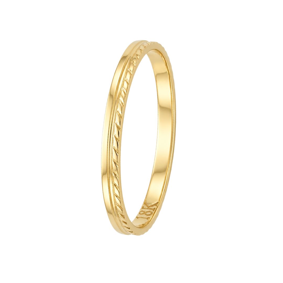 Alianza de Boda de Oro 18K Tallada de 1,8 mm