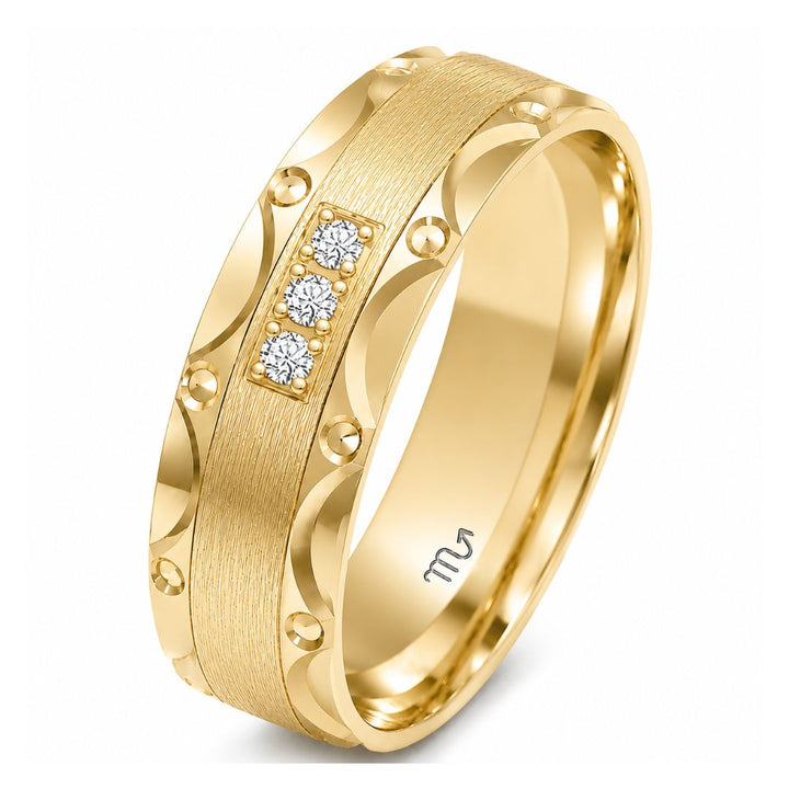 Alianza de Boda de Oro Amarillo 5 mm con Diamantes de Laboratorio – Modelo A-230