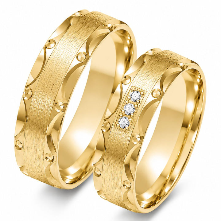 Alianza de Boda de Oro Amarillo 5 mm con Diamantes de Laboratorio – Modelo A-230