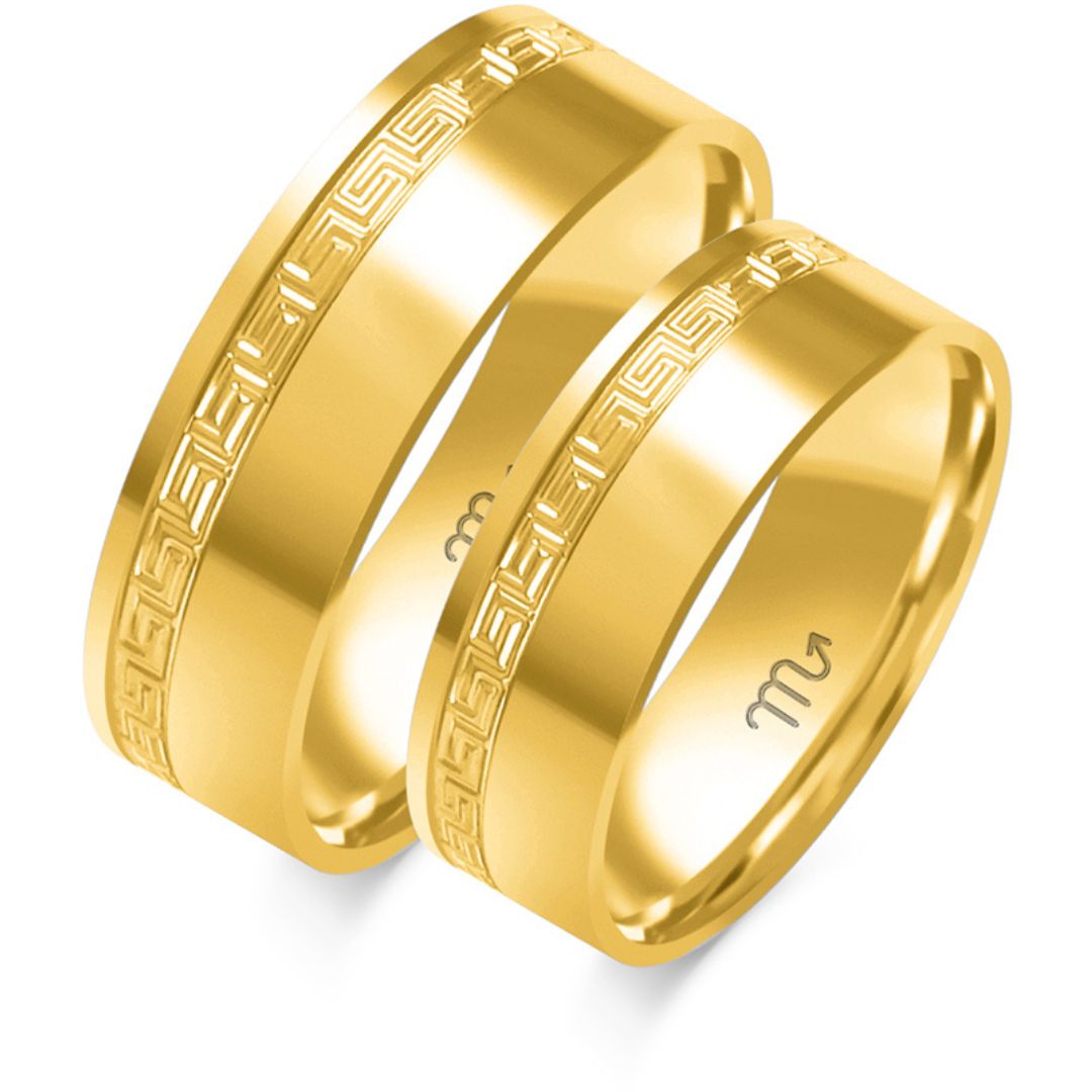 Alianza de Boda de Oro con Grabado Griego 5,5 mm – Modelo O-227