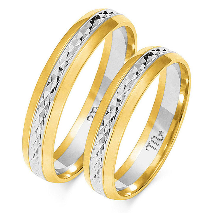 Alianza de Boda de Oro Diamantada 4,5 mm – Modelo OE-192