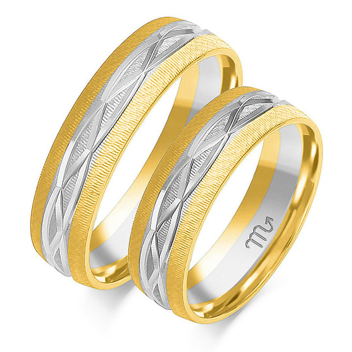 Alianza de Boda de Oro Tallada 6 mm – Modelo OE-191