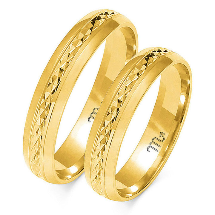 Alianza de Boda de Oro Diamantada 4,5 mm – Modelo OE-192