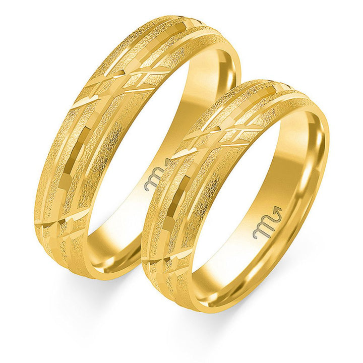 Alianza de Boda de Oro Tallada 5 mm – OE-136