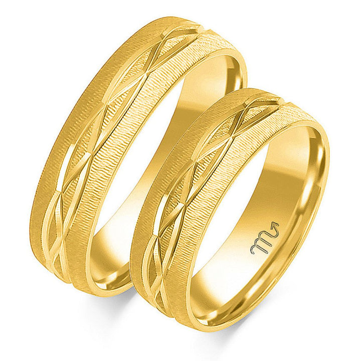Alianza de Boda de Oro Tallada 6 mm – Modelo OE-191