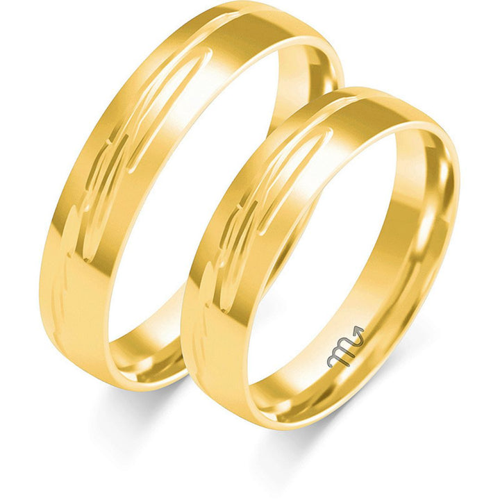 Alianza de Boda de Oro con Grabado Moderno 4,5 mm – Modelo OE-393