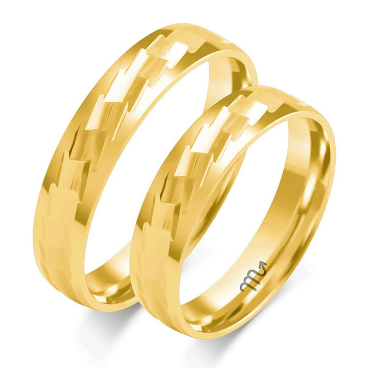 Alianza de Oro con Diseño Geométrico 4,5 mm – Modelo O-387