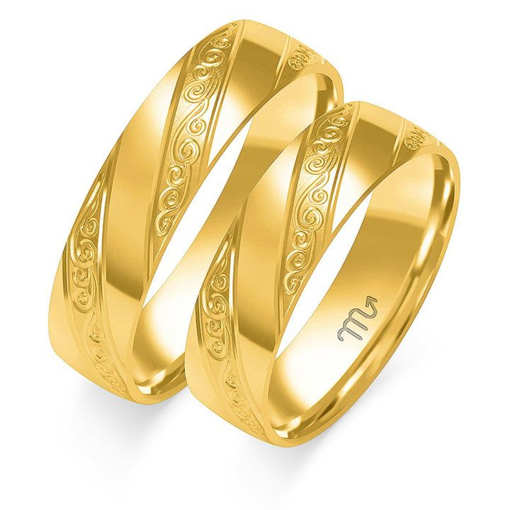 Alianza de Oro con Grabado Elegante 5,5 mm – Modelo O-313