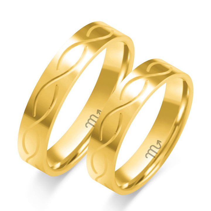 Alianza de Oro con Grabado Ondulado 4,5 mm – Modelo O-390