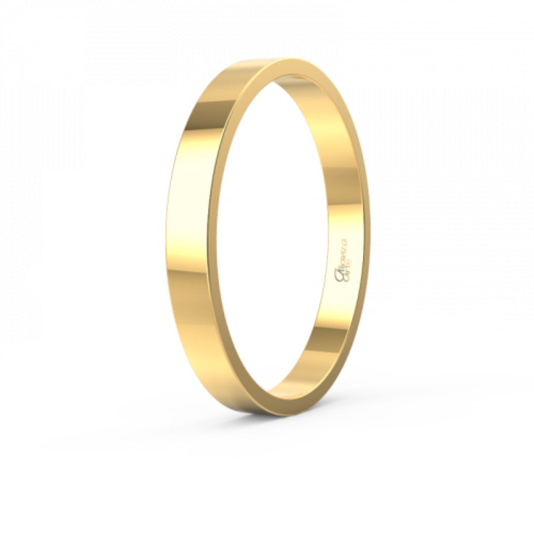 Alianza de Boda Plana Clásica de Oro 9k 3 mm