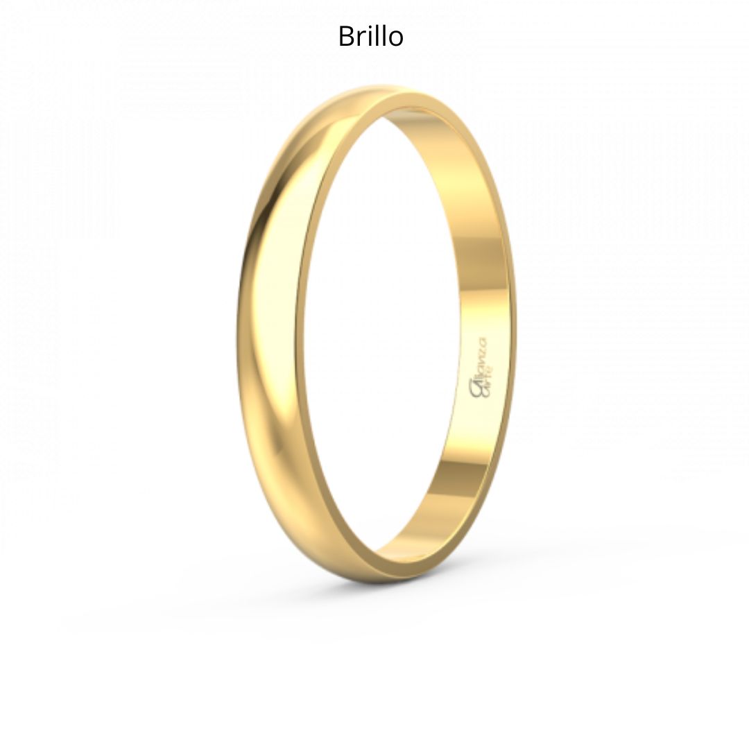 Alianza de Boda Media Caña Clásica de Oro 14k 2 mm
