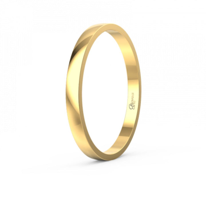 Alianza de Boda Media Caña Clásica de Oro 14k 2 mm