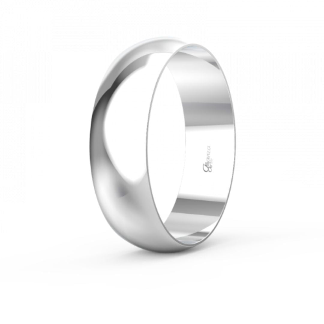 Alianza de Boda Media Caña Clásica de Oro 9k Blanco 5.5 mm