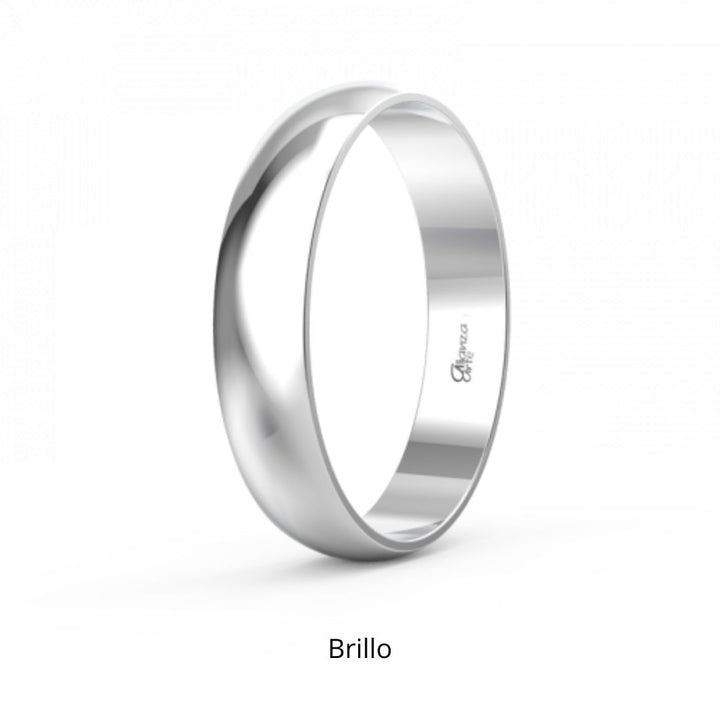 Alianza de Boda Media Caña Clásica de Oro 14k Blanco 2 mm