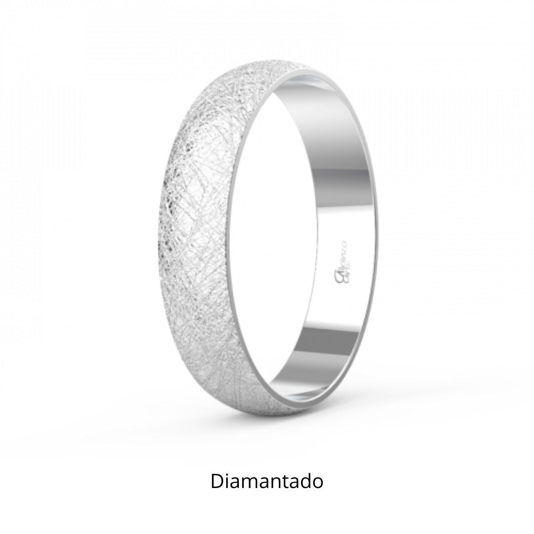 Alianza de Boda Media Caña Clásica de Oro 18k Blanco 2,5 mm