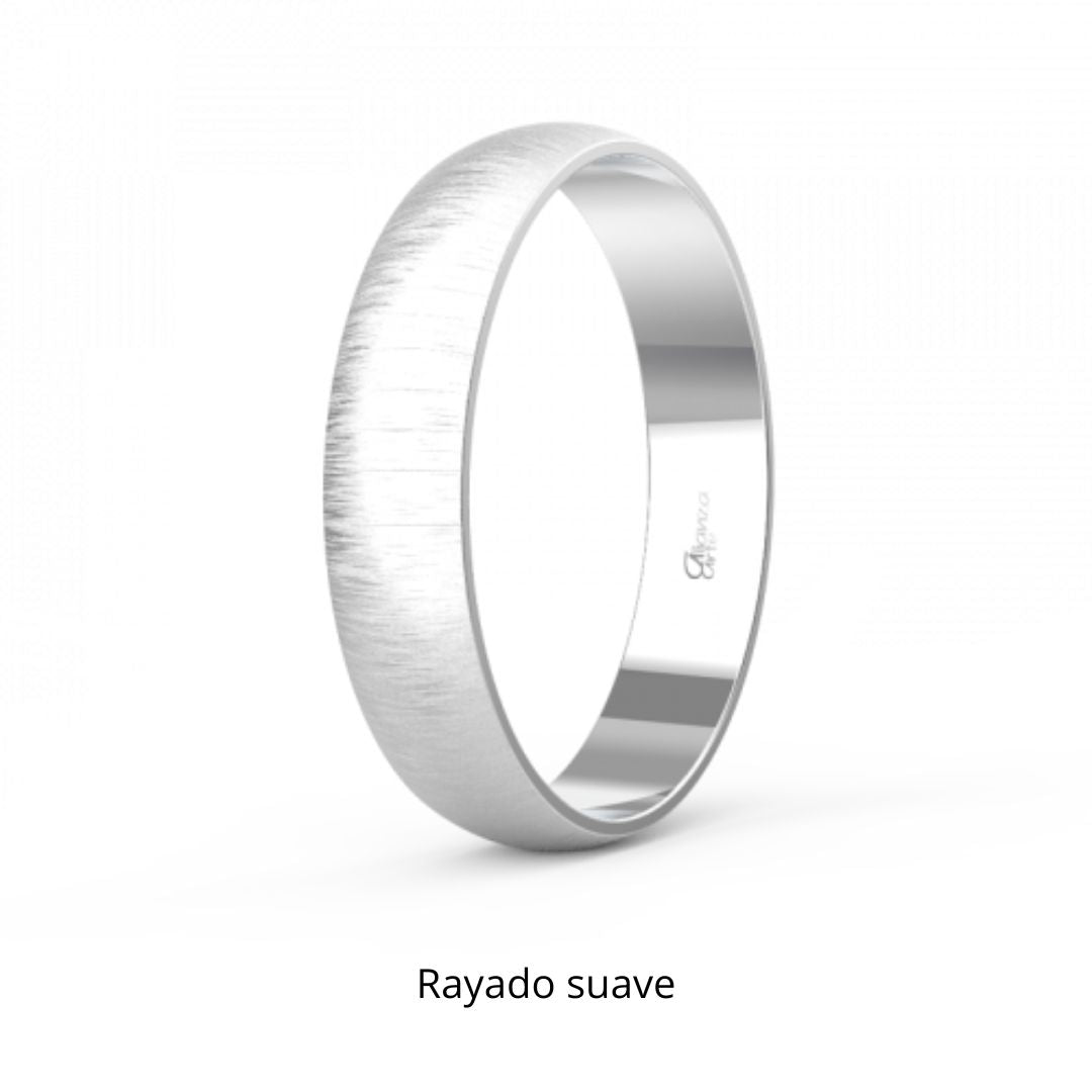 Alianza de Boda Media Caña Clásica de Oro 18k Blanco 2 mm