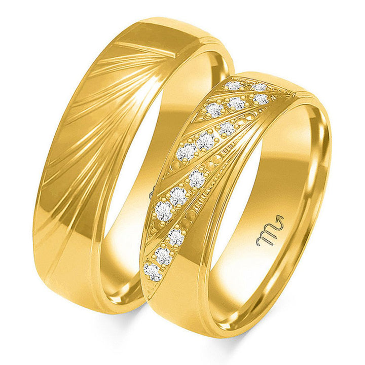 Alianza de Boda Moderna de Oro con Diamantes de Laboratorio - Modelo B-209