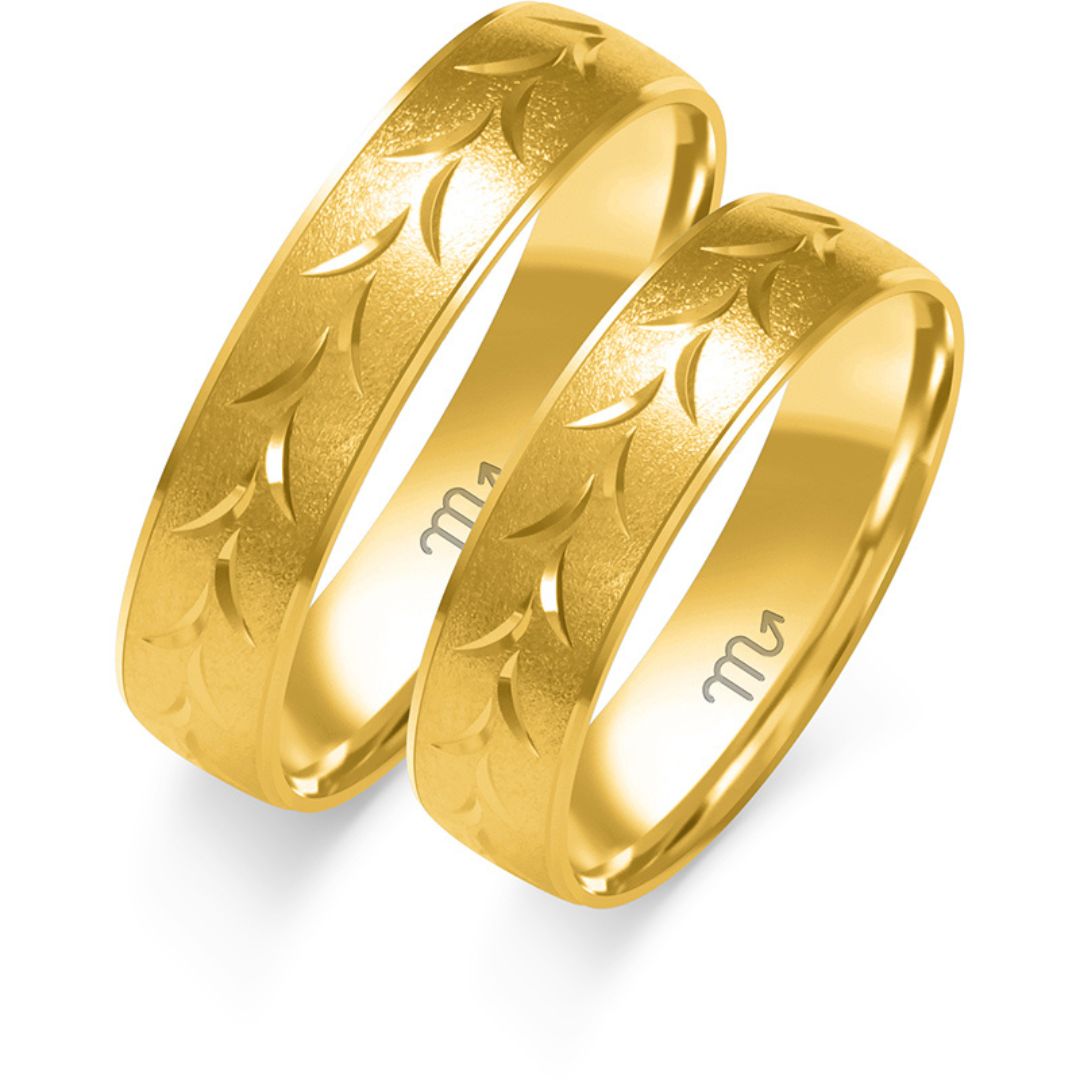 Alianzas de Boda de Oro Talladas 5mm - Modelo O-281