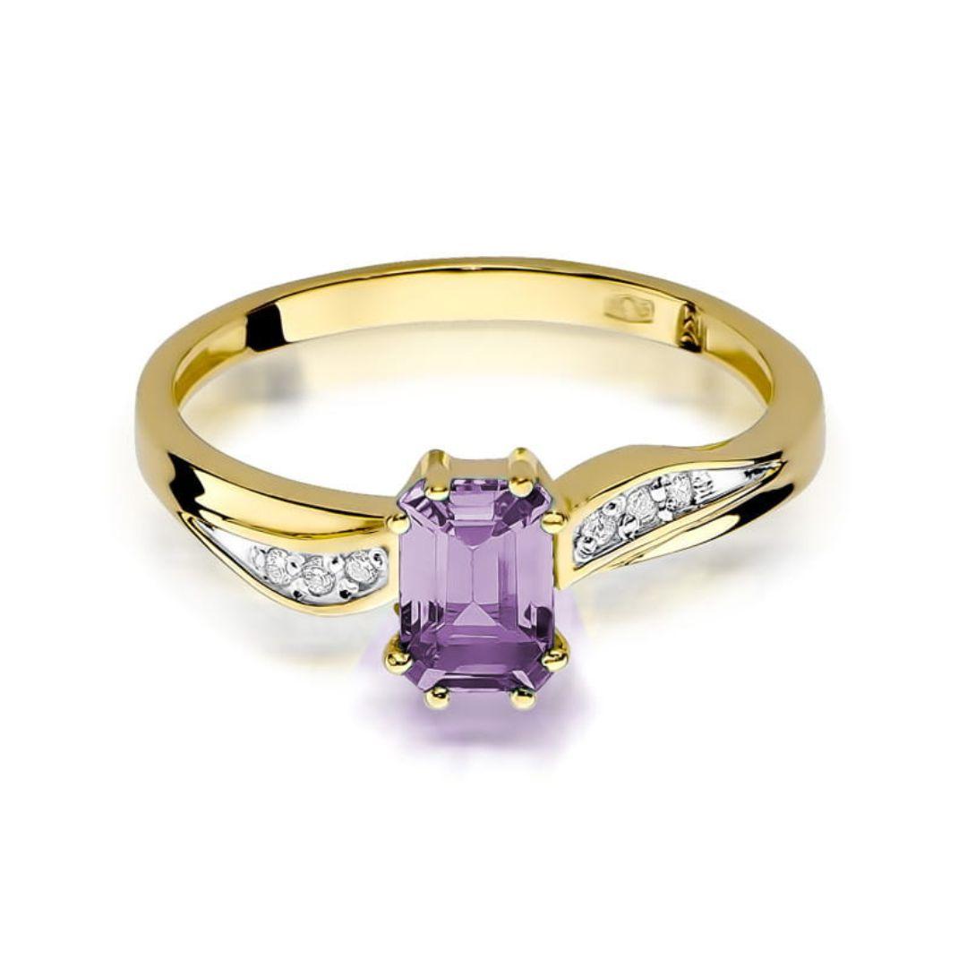 Anillo Elara Amatista 0,50 ct en Oro 14K con Diamantes