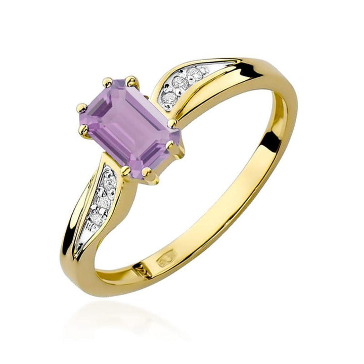 Anillo Elara Amatista 0,50 ct en Oro 14K con Diamantes