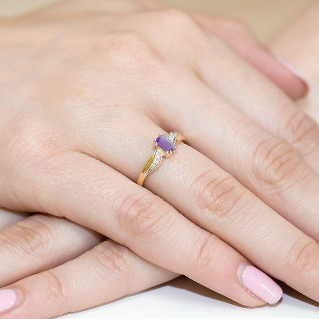 Anillo Elara Amatista 0,50 ct en Oro 14K con Diamantes