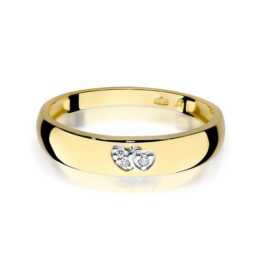 Anillo Evania Oro 14K Doble Corazón con Diamantes